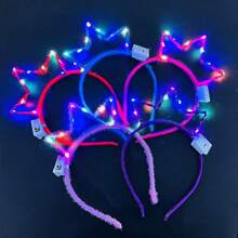 Set van 5/10 LED-pluche konijnenoren - Pluche scrunchies in verschillende kleuren voor concerten, feesten en evenementen, niet-metaalachtig, geschikt voor tieners en volwassenen. Halloween