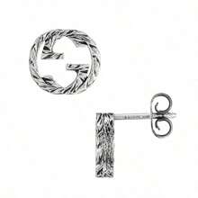 女士耳环，Gucci 镌刻互扣式 G 耳环，纯银耳环，适合日常佩戴、约会、各种节日和送礼。YBD457109001 - 銀 - 查看 2