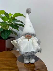 Standing White Santa Claus Couple Decor Ornament For Indoor Home