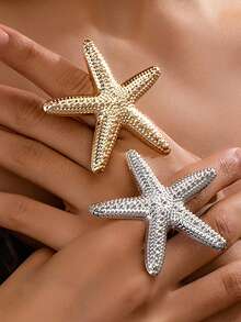 1pc Exaggerated Starfish Design Women's Ring, Fashionable Exaggerated Style Suitable For Party, Banquet And Daily Wear - Starfish - View 1