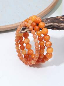 YAUKIA Orange Sunstone Crystal Bracelet -Natural Sunstone Gemstone Stretch Bracelet Spiritual Healing Bracelets, Anxiety, Stress Relief, Yoga, Chakra Gift For Women Men