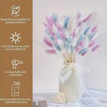 90pcs Artificial Rabbit Tail & Pampas Grass Decor Set - Ideal For Weddings, Home, And Rustic Parties DIY Table Centerpieces For Christmas, Halloween, Thanksgiving & Autumn Harvest