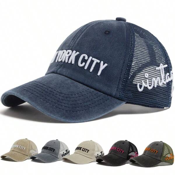 Casquette de baseball à broderie NEW YORK CITY, casquette de maille d'été pour hommes, casquette Snapback vintage avec lettre latérale pour femmes, casquette de camionneur Hip Hop unisexe