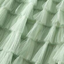 Women's A-Line Fairy Patterned Elastic Waist Ruffle Tulle Layered Midi Skirt - Tutu B 淺綠色 - 查看 3
