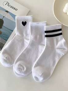 5 Pairs Versatile Sports Crew Socks, Skin-Friendly Soft & Comfortable, Fall Socks