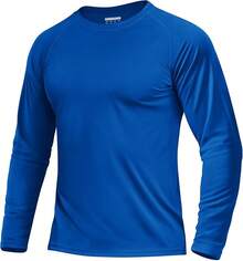 Boladeci Men's UPF 50 Sun Protection UV SPF Shirts Long Sleeve Lightweight Quick Dry Swim T-Shirts Rash Guard - Bright Blue - View 1