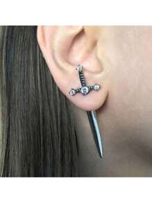 1 件哥特式剑形女式耳环，复古水晶耳环，欧美风格