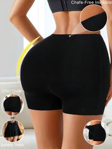 2PCS Seamless Safety Shorts For Women Ice Silk Safety Pants Shorts For Women Boyshorts Knickers Women Cycling Shorts Antiexposure Women Briefs - Black - View 4