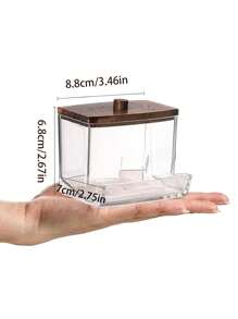 1/2支装棉签浴室梳妆台收纳盒，可用于放置棉签、牙线等，透明塑料药瓶，适用于浴室收纳整理。 - 彩色 - 查看 14