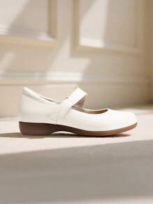 Women's Flats Arch Support Comfortable Casual Ballet Mary Business Office For Women Dressy And Work Ankle Strap Dress Flats Shoes - White - View 7