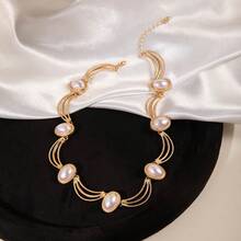 European And American Cross-Border Jewelry Palace Style Medieval Oval Geometric Necklace French Retro Niche Collarbone Chain Choker For Women - 25492-NE-G-set - Xem 8
