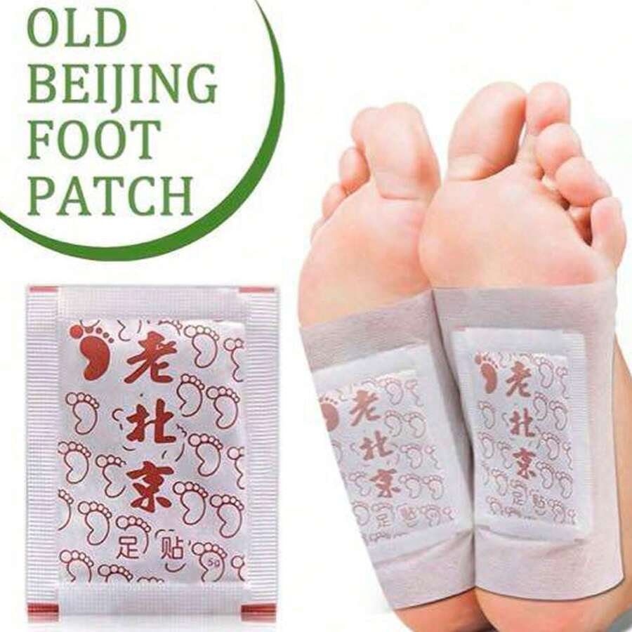 100片/包 传统北京艾灸足贴，天然深层清洁草本足贴，日常护理贴，成人足部护理膏，含生姜、竹炭、薰衣草及草本成分 - 白色 - 查看 1