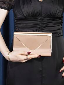 1pc Champagne Color Mirror Finish PU Women's Evening Bag, Smooth Mirror Surface Is The Perfect Fusion Of Elegance And Fashion, Can Be Handheld/Carried/Shoulder Bag/Crossbody, Suitable For Weddings/Parties/Galas/Formal Events