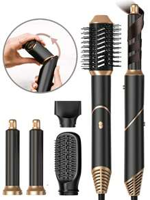 Set di accessori per acconciatura 5 in 1 pieghevole, asciugacapelli con spazzola, soffiatore ad aria calda ad alta velocità con ioni negativi, con testine intercambiabili per asciugare velocemente, arricciare, volumizzare e stirare i capelli