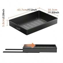 2-Tier Sliding Drawer Plastic Material Sink Organizer Rack, Multifunctional Kitchen & Bathroom Storage Solution, Black Sink Organizer And Cabinet