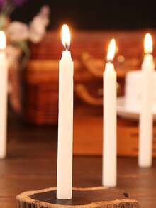 10pcs Slim Straight Candles, Regular Household Lighting Candles, Odorless White & Red Candles, Suitable For Ambiance Creation And Decoration In Bars, Restaurants, Romantic Dinners, Weddings, Birthdays, Ceremonies, Memorials, Home Decor, Power Outages, And Outdoor Camping