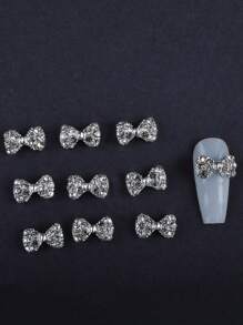 10 件/包合金简约可爱蝴蝶结美甲装饰，韩式 3D 美甲珠宝 DIY 美甲配件，适合女性，多用途，适合日常、假日、通勤使用美甲用品指甲美甲饰品美甲宝石