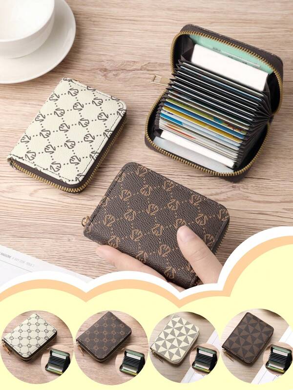 Multi Card Slots Short Wallet Zipper Retro Pattern Coin Purse Women's Simple Textured Credit Card Case Zip Around Card Cases Holder For Women Wallet Mini Wallet Purse Wallet Card Wallet Money Wallet