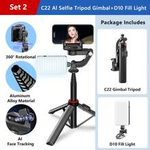 TOKQI Estabilizador de gimbal con reconocimiento facial de seguimiento de IA, trípode, palo de selfie, soporte de teléfono con rotación de 360°, control remoto compatible con Android, iOS, trípode extensible de aleación de aluminio para vacaciones de verano, viajes, actividades al aire libre, transmisión en vivo - Multicolor - Ver 15