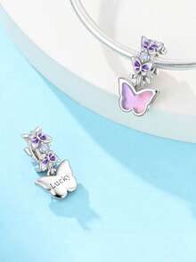 1pc Elegant 925 Silver Plated Colorful Zirconia & Enamel Butterfly, Clover DIY Bracelet Beads, Suitable For Girls/Mothers For Daily Wear, Summer, Carnival, Date, Anniversary