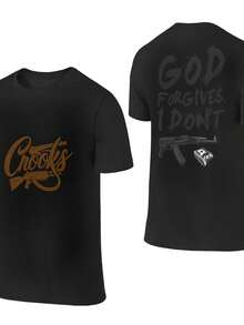 Summer Men's T Shirt Casual Round Neck Loose Tops Fashion Color Contrast Print T Shirt For Men Funny 3D Tee Street  Clothes - Black - View 2