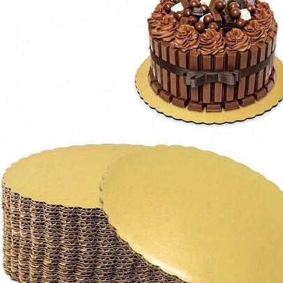 5/10 piezas Bases redondas para tartas doradas, resistentes y a prueba de grasa, ideales para bodas, fiestas de cumpleaños, decoración y exhibición de tartas navideñas, también adecuadas para la temporada de regreso a clases