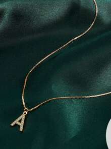 S925纯银字母项链，14K镀金，精致A-Z吊坠项链，女士珠宝，母亲节礼物 - 金黃色 - 查看 6