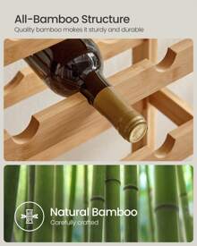 SONGMICS 42-Bottle Wine Rack Free Standing Floor, 7-Tier Display Wine Storage Shelves With Table Top, Bamboo Wobble-Free Bottle Holder For Kitchen Bar Dining Room Living Room