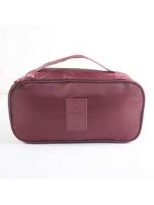 1pc Large Capacity Lingerie Storage Bag, Waterproof Travel Organizer - Burgundy - View 4