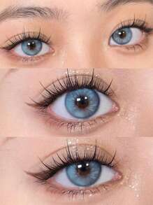 Lalens New Daisy Blue Contact Lenses, Natural Makeup Effect, Gray Contact Lenses, Brown Contact Lenses, Blue Contact Lenses, Eye Makeup, High-Quality Brown Contact Lenses, Fashion Cosmetics, Brown Contact Lenses, Daily Makeup, Pupil Cosmetics, Suitable For Dates, Daily Wear, Parties, Graduations, Birthdays, Holidays, Halloween, Cosplay - Daisy Blue - View 8