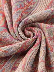 1 pezzo Sciarpa da donna stile boho con nappine, scialle jacquard con motivo paisley, hijab in pashmina con motivo a pietra, serie rosa, vari motivi raffinati, adatto come regalo, adatto per uscite autunnali e invernali - Rosa - Visualizzare 9