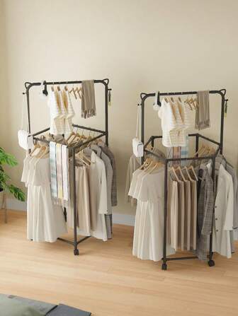 1 pieza Perchero colgante multifuncional, perchero independiente para prendas, perchero de abrigos sencillo, secadora para dormitorio, hogar, balcón, habitación, estantería móvil de almacenamiento, percha con forma de oreja de gato y hexagonal