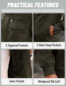Men's Casual Workwear Jacket Padded Lined Warm Thickened Jacket Hooded Multi-Pocket Outdoor Activity Jacket - Army Green - View 5
