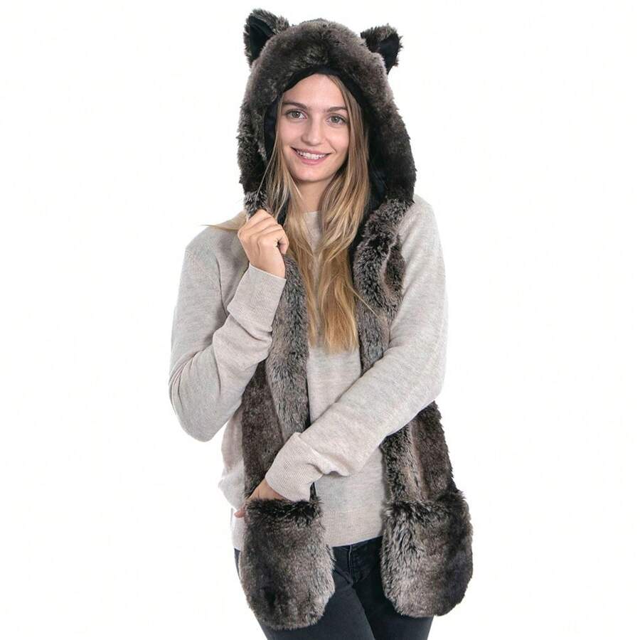 3-In-1 Multi-Functional Animal Hat, Scarf, & Mitten Combo
