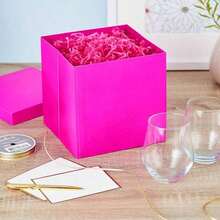 RE Medium Gift Box With Lid And Shredded Paper Fill (Royal Blue 7 Inch Box) For Birthdays, Graduations, Anniversaries, Father's Day, Christmas, Valentine's Day, All Occasion  Mystery Box/Blind Box/Mistery Box - 亮粉紅色 - 查看 3