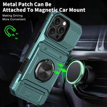 Heavy Duty Shockproof Hard Phone Case With Metal Stand And Card Slot, Compatible With Apple 17, 16, 15, 14, 13 Pro Max, Galaxy S25, S24, S23 Ultra Plus FE, A14, A15, A16, A17, A25, A35, A55, A26, A36, A56, And Series - Green - View 6