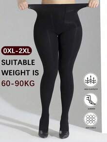 Plus Size Women's Thin Black Pantyhose, Comfortable And Breathable For Daily Wear - Black - View 7