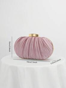 Túi cầm tay xếp ly thanh lịch dành cho nữ, Túi dạ hội trang trọng màu be, thích hợp cho đám cưới, tiệc tùng và dạ hội, có kèm dây xích có thể tháo rời - Hồng - Xem 4