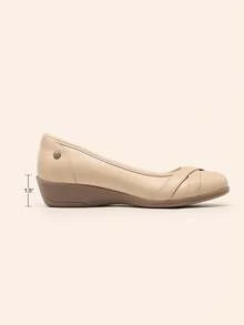 Women Wedge Flats 1.5 Inch Heel Classic Comfortable Dress Business Office Work Arch Support Ballet Flats Shoes - 杏色 - 查看 5