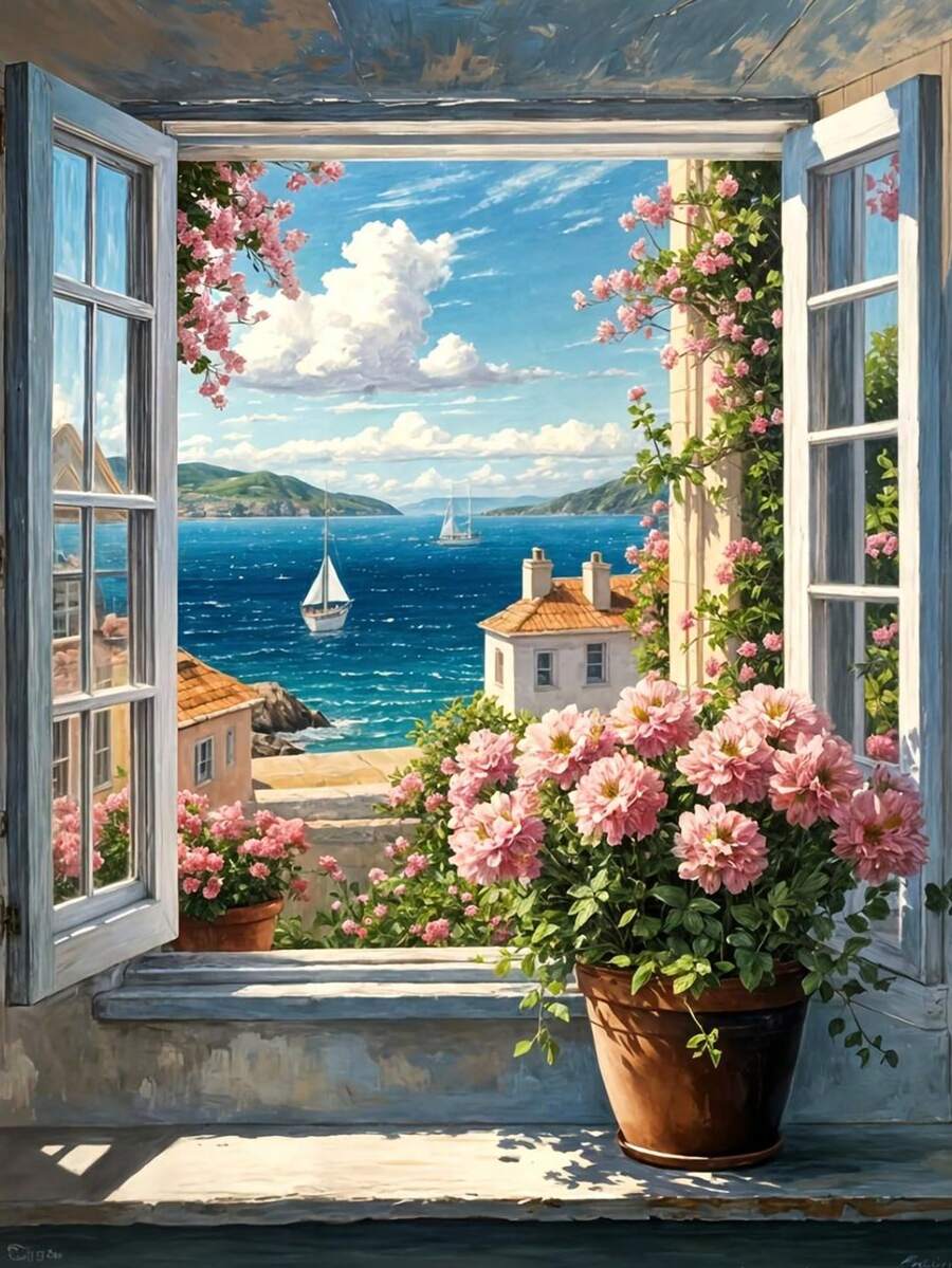 1 套 30x40cm/11.8x15.7 英寸 DIY 钻石画套装，无框，美丽风景，混合颜色，风景主题，所有季节，适用于家居装饰、客厅、玄关、卧室和可爱的艺术品 - 彩色 - 查看 1