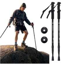 Par De Bastones Trekking Plegable Senderismo Escalar Caminar - Negro - Ver 1