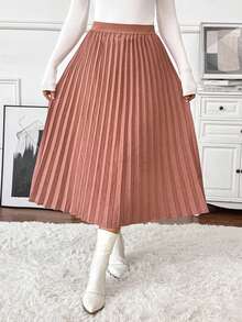 Pleated Skirts For Women Bottoms Fall Clothes Business Casua Leather Pink Long Skirt