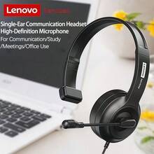 Headphones E06 Memory Foam Zero Pressure Ear Pads 12 Hours Of Wear Without Fatigue Lenovo-Level Call Noise Reduction Anti-Winding And Anti-Stretching Wire Single-Ear Customer Service Headset Black Type-C - Black Type-c - View 3