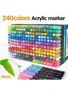 288 Colour Acrylic Marker Set, Soft Tip With Automatic Ink Control System, Strong Coverage For Doodling And Colouring, Suitable For Artists, DIY Crafts, Canvas, Wood, Glass, Rocks And Fabrics, Great For Back To School!