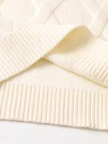 Boys' Contrast Color Striped Sweater, Argyle Knit Turtleneck Pullover, Suitable For School, Everyday Wear, Spring, Autumn, Winter - Apricot - View 7