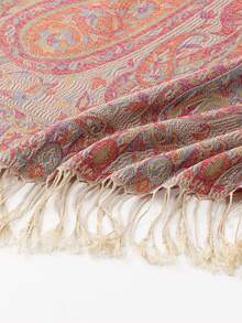 1 pezzo Sciarpa da donna stile boho con nappine, scialle jacquard con motivo paisley, hijab in pashmina con motivo a pietra, serie rosa, vari motivi raffinati, adatto come regalo, adatto per uscite autunnali e invernali - Rosa - Visualizzare 8