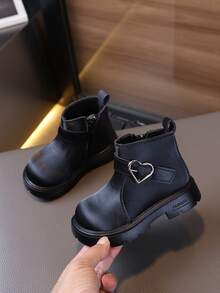 1 Paar Kinder Herz Vintage Stiefel, weiche Sohle modische vielseitige Leder Stiefeletten, für Jungen & Mädchen