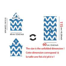 1 件多色条纹连帽斗篷,海洋元素,二合一超柔软超细纤维沙滩毯和带纽扣的连帽沙滩巾,可拆卸用作沙滩毯,超强吸水毛巾,适合旅行、泳池、潜水、冲浪、瑜伽、露营 - 彩色 - 查看 14