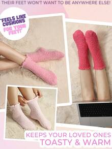 5/1 Pair Fluffy Socks Women's Bow Socks Furry Non-Slip Socks Bow Socks Furry Socks With Wooden Ears Bow Socks Christmas Gifts Halloween Gifts Mother's Day Gifts The Best Gift For Women Suitable For All Occasions - Multicolor - View 5