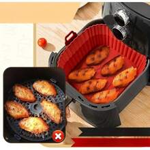 空气炸锅硅胶烤盘，家用耐高温硅胶，蒸锅垫，烤蛋糕专用模具，可重复使用硅胶烤盘，方形空气炸锅内衬，不含双酚A，适用于洗碗机烤箱，兼容厨房配件，不粘，耐刮，耐污，耐热，7种颜色可选